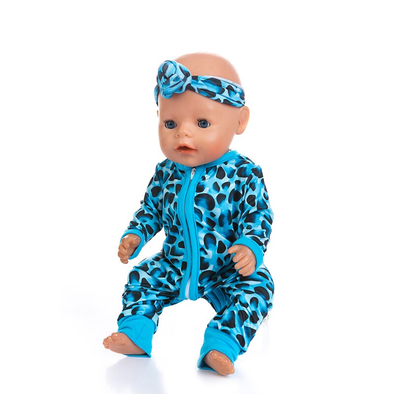 Colorful Printed Romper with Headband Clothes for 17 inch Baby Doll