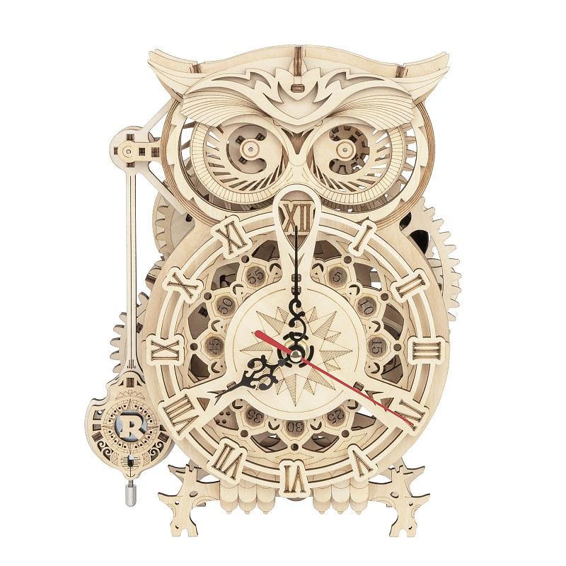 DIY 3D Owl Clock Wooden Puzzle Model Building & Blocks Toys 