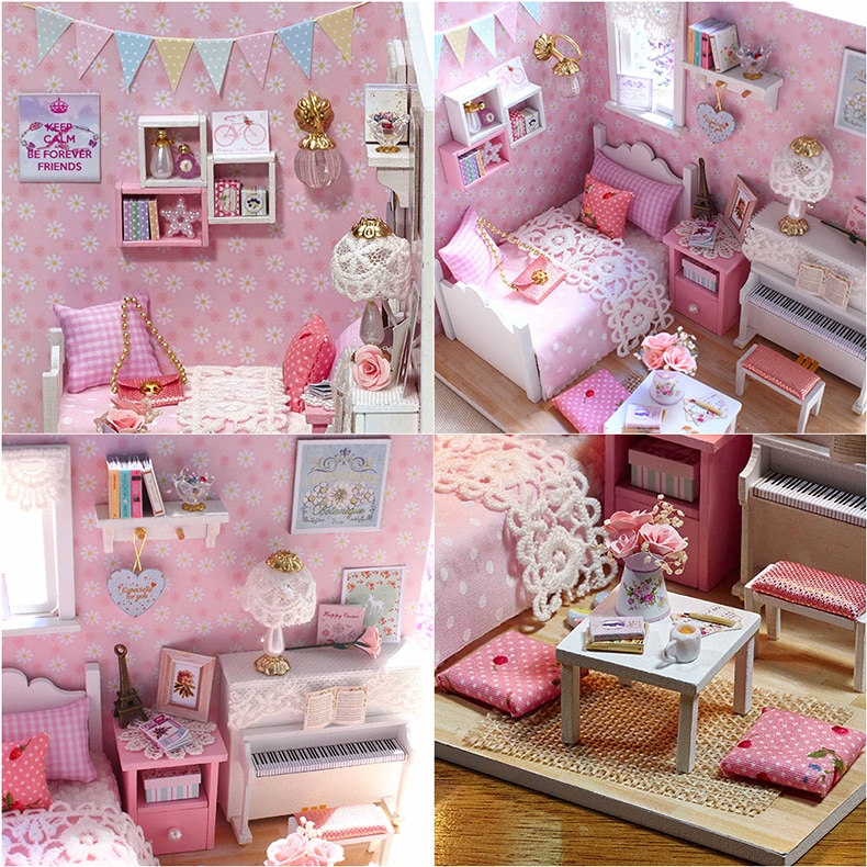 Miniature Wooden DIY Doll House for Children