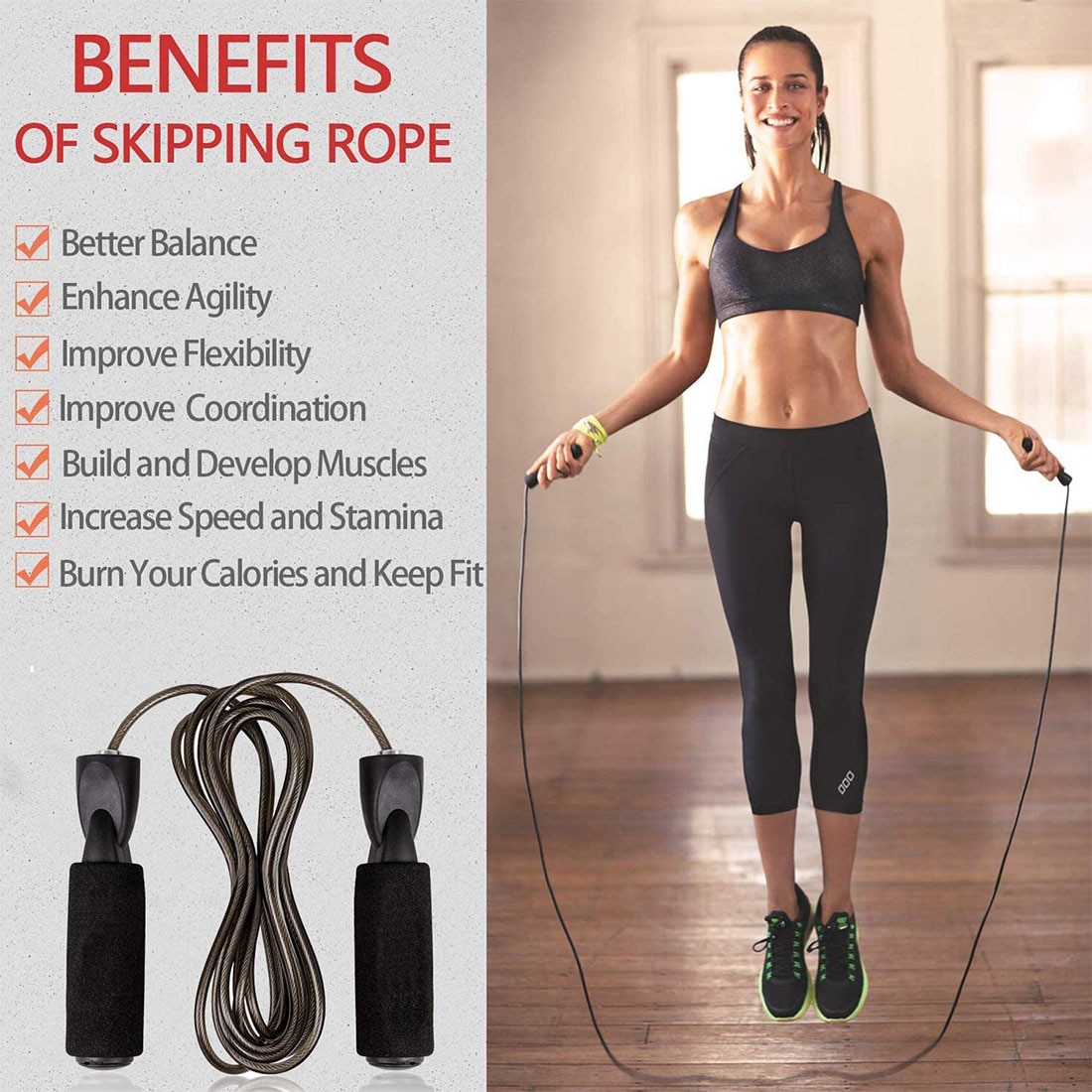 Steel Wire Jump Rope Fitness Equipment Jump Ropes Sports 