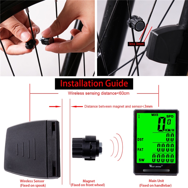 Wireless Waterproof Cycling Computer With Light