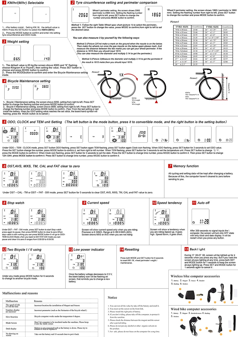 Wireless Waterproof Cycling Computer With Light