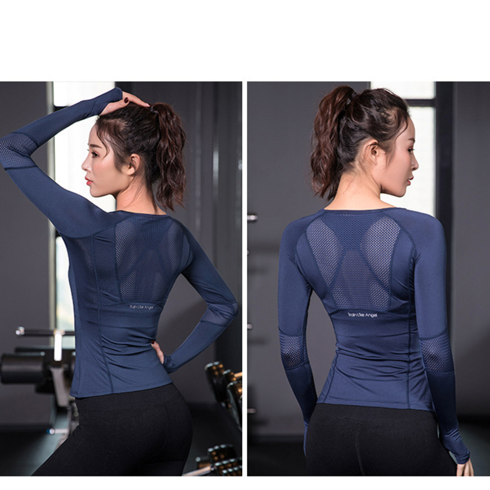 Women's Mesh Back Sports Long Sleeve Sports Tops & T-Shirts Women Sport Clothing 