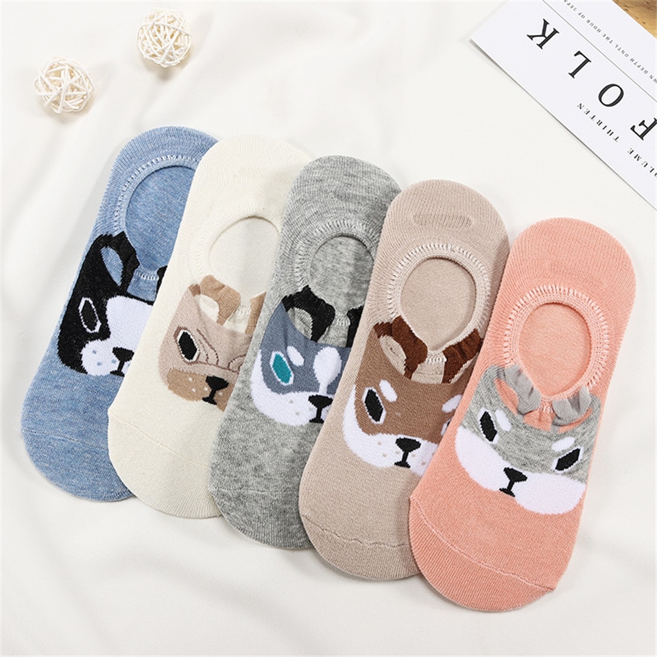 Women's Lovely Animals Print Socks 5 Pairs Set