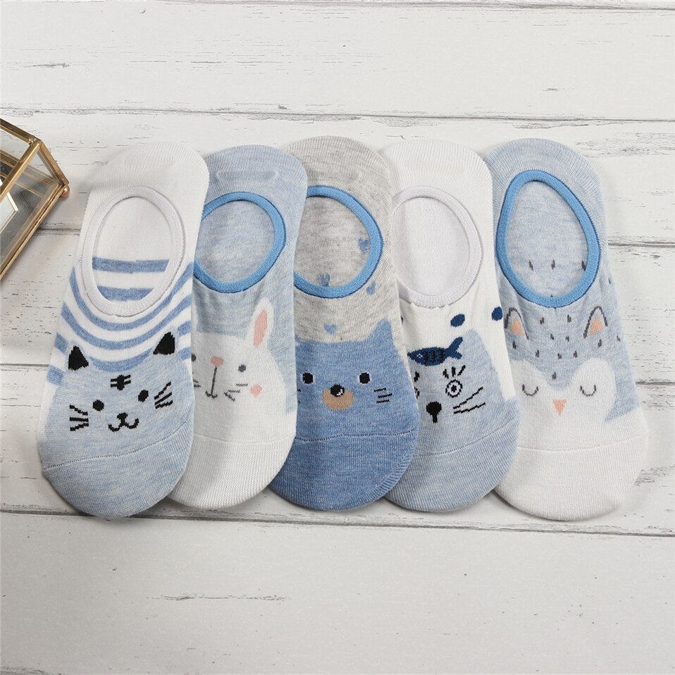 Women's Lovely Animals Print Socks 5 Pairs Set