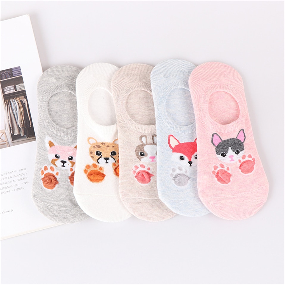 Women's Lovely Animals Print Socks 5 Pairs Set