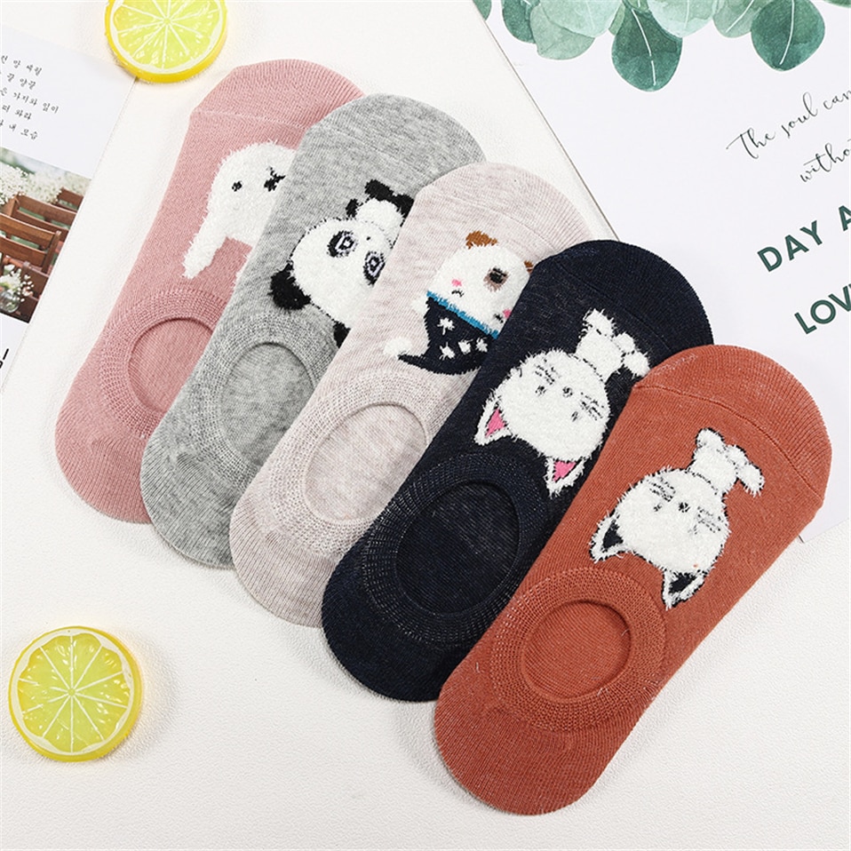 Women's Lovely Animals Print Socks 5 Pairs Set