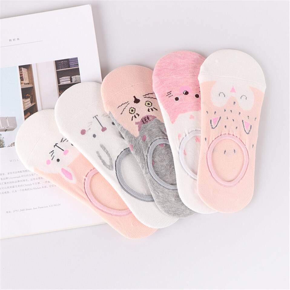 Women's Lovely Animals Print Socks 5 Pairs Set