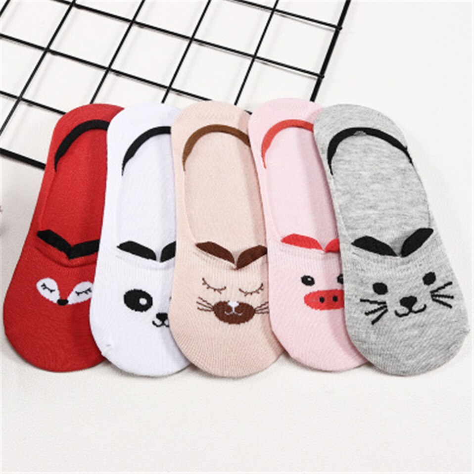 Women's Lovely Animals Print Socks 5 Pairs Set