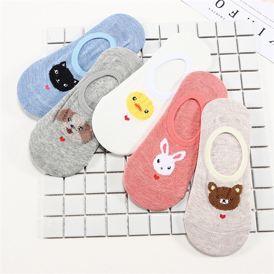 Women's Lovely Animals Print Socks 5 Pairs Set