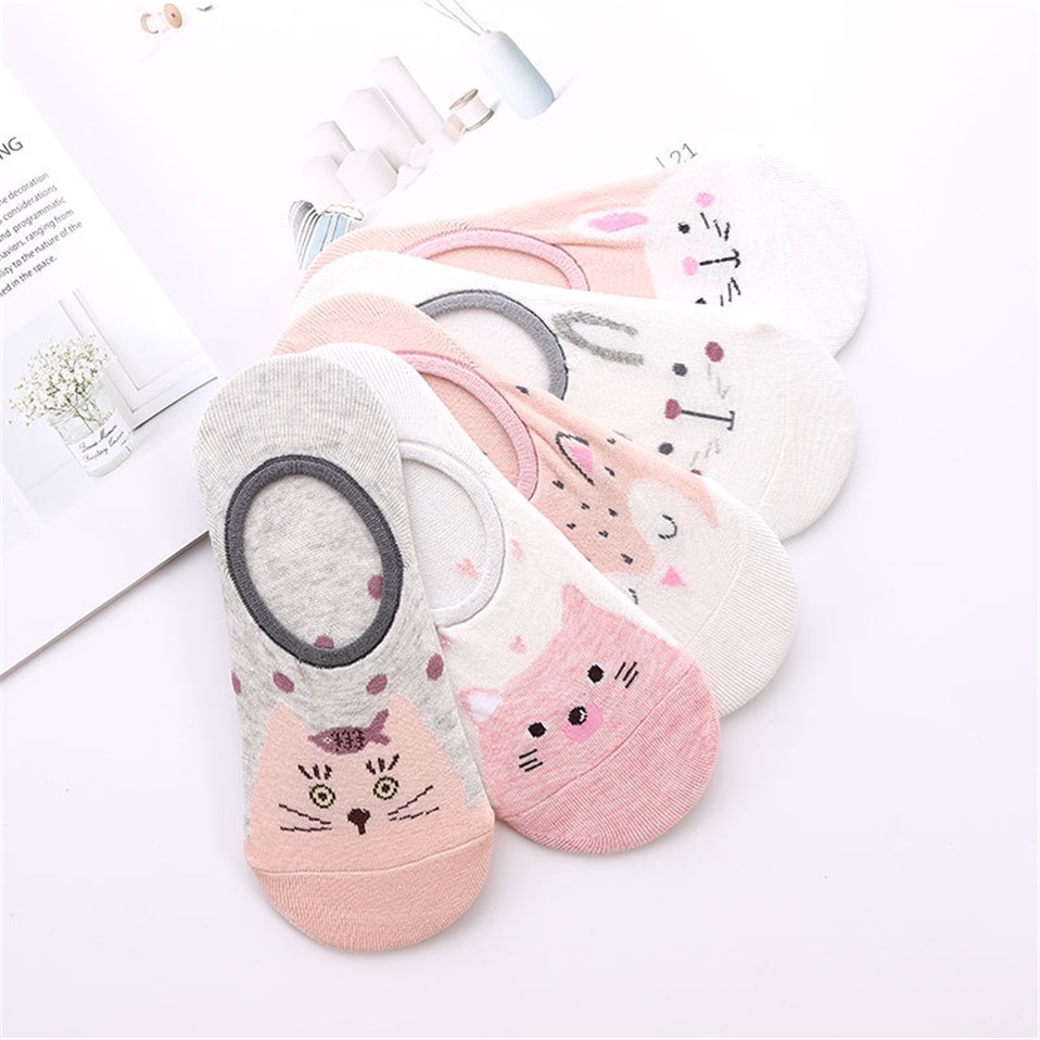 Women's Lovely Animals Print Socks 5 Pairs Set