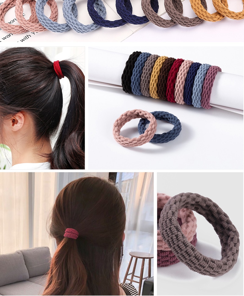 Women's Simple Basic Elastic Hair Bands 10 pcs Set