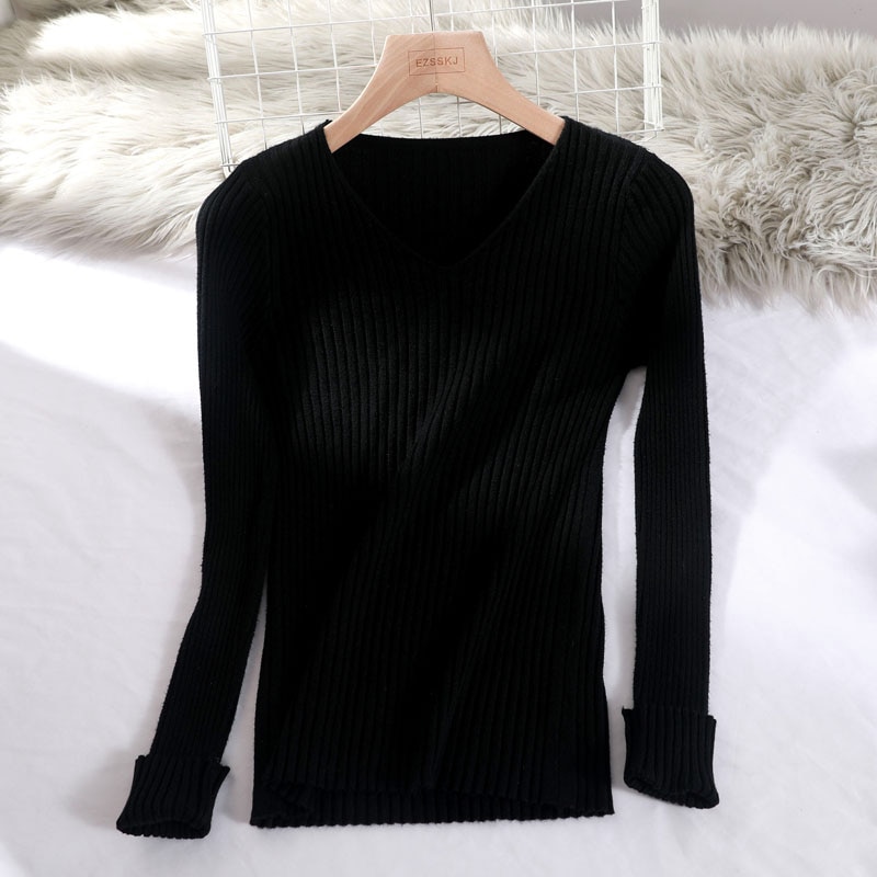 Women's V-Neck Basic Sweater