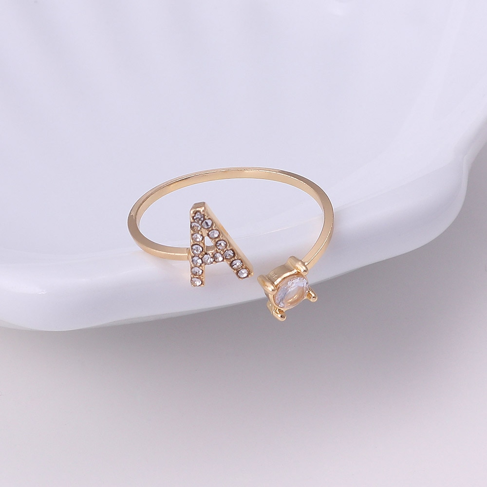 Adjustable Women's Letter Ring in Silver and Gold