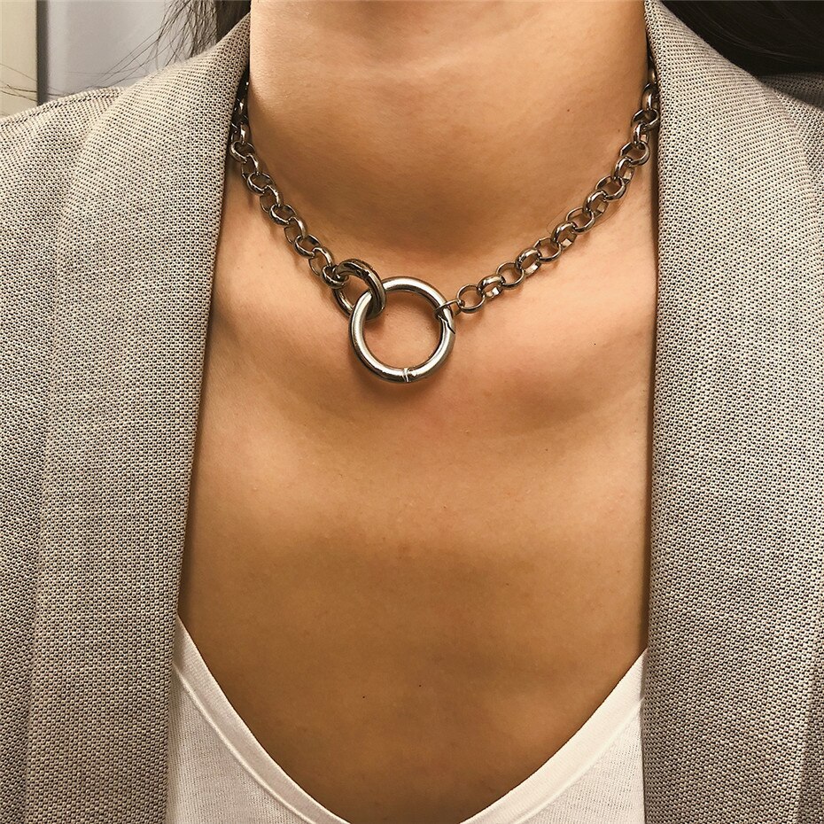 Choker Necklaces with Circle Shaped Pendants