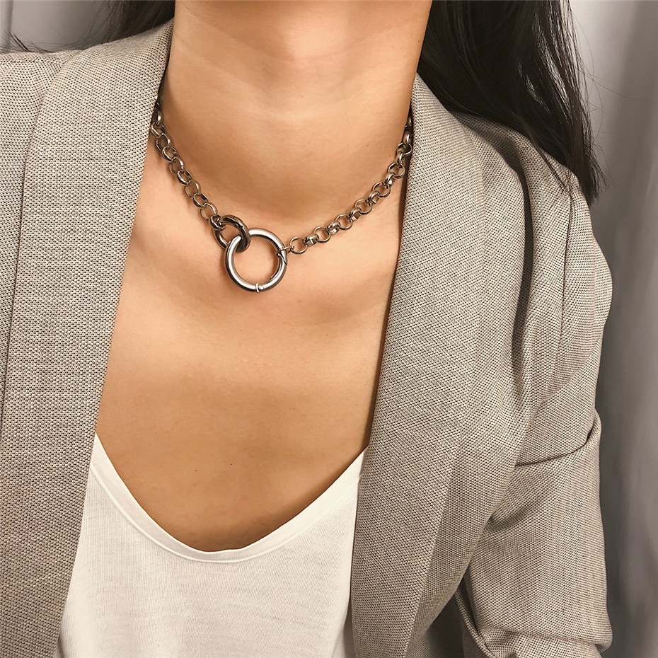 Choker Necklaces with Circle Shaped Pendants