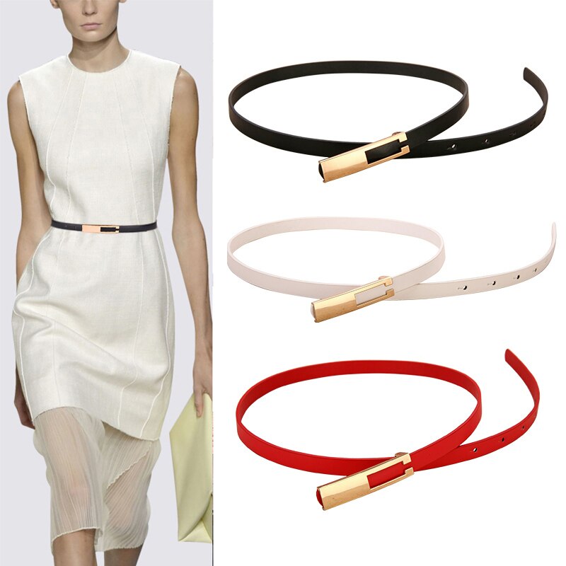 Women's Thin Belt with Metal Buckle