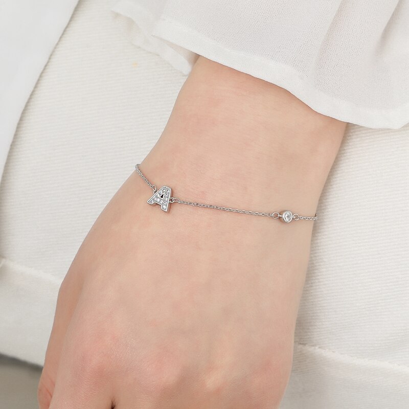 Delicate Silver Letter Charm Bracelet for Women