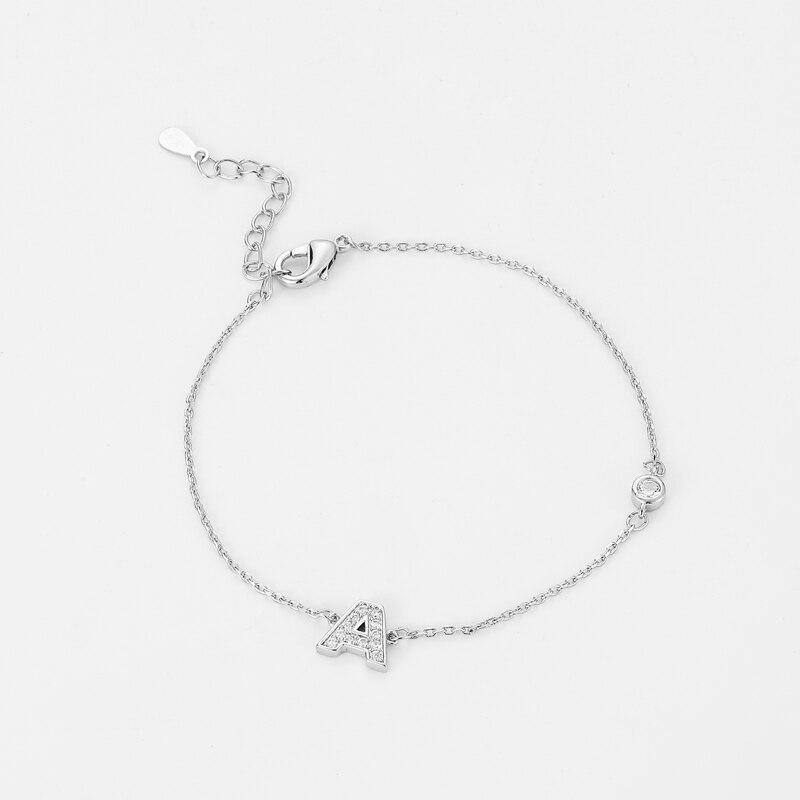 Delicate Silver Letter Charm Bracelet for Women