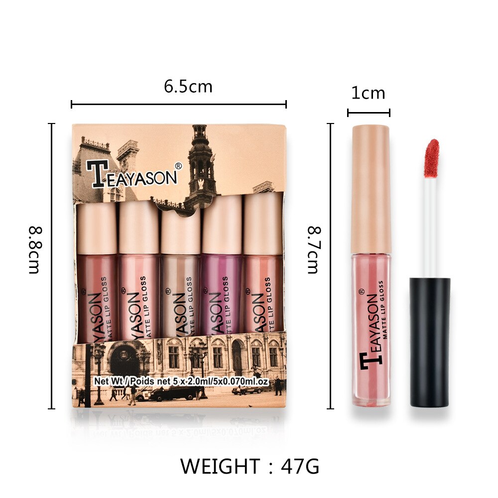 Velvet Waterproof Lipstick 5 Pcs Set