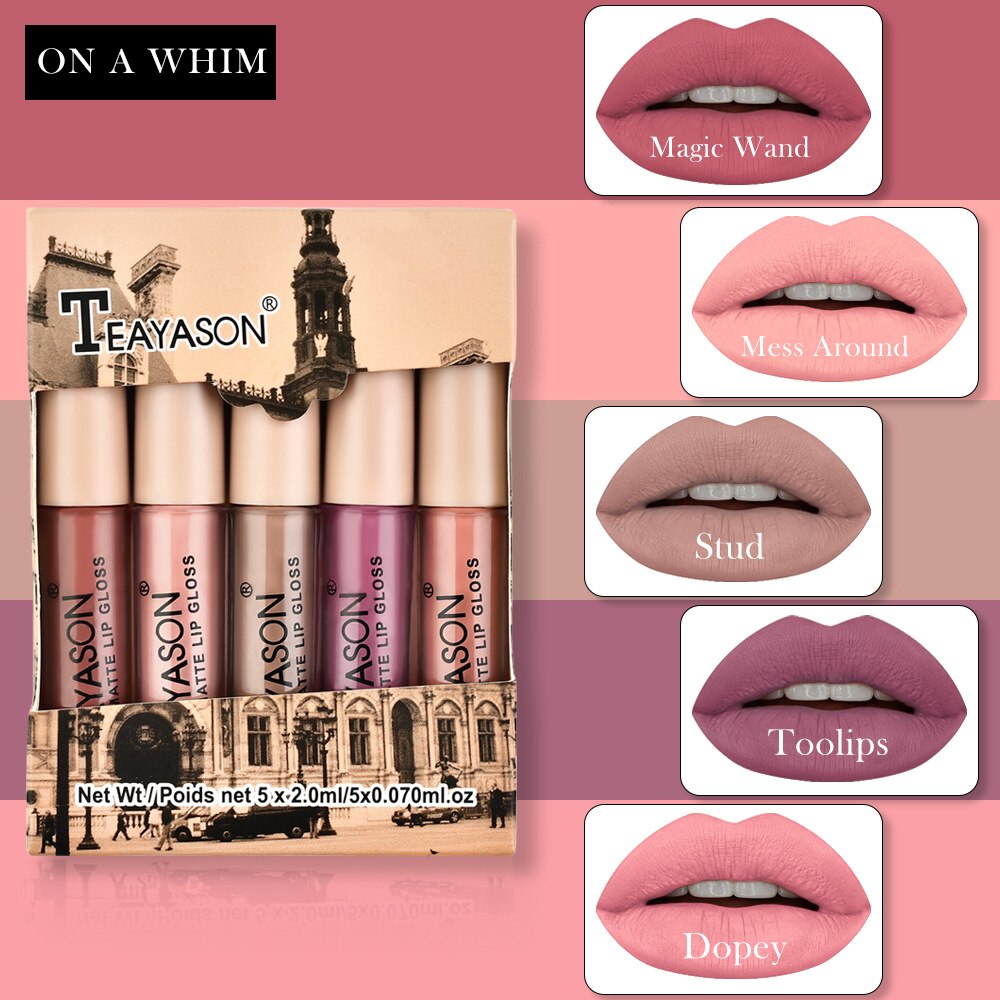 Velvet Waterproof Lipstick 5 Pcs Set