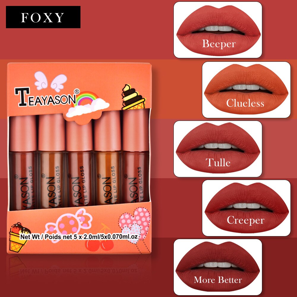 Velvet Waterproof Lipstick 5 Pcs Set