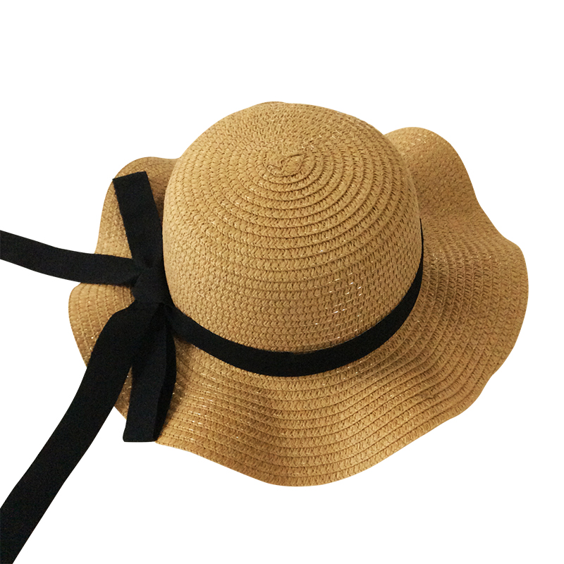 Ribbon Wavy Straw Hat for Kids - Aalamey