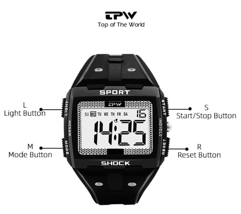 Men's 5ATM Waterproof Sports Watches