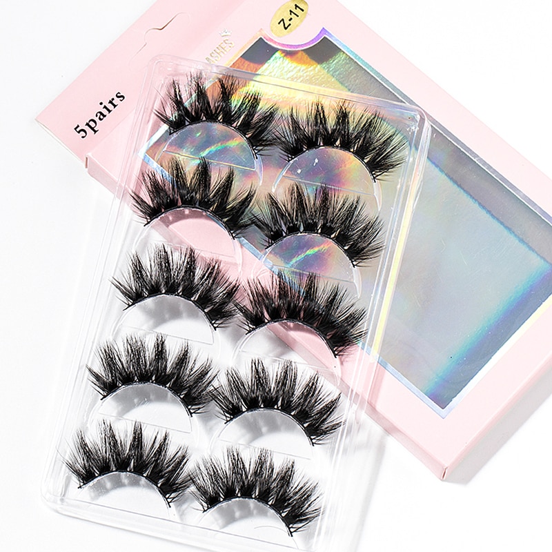 15-25 mm 3D Cross Eyelashes 5 Pairs Set