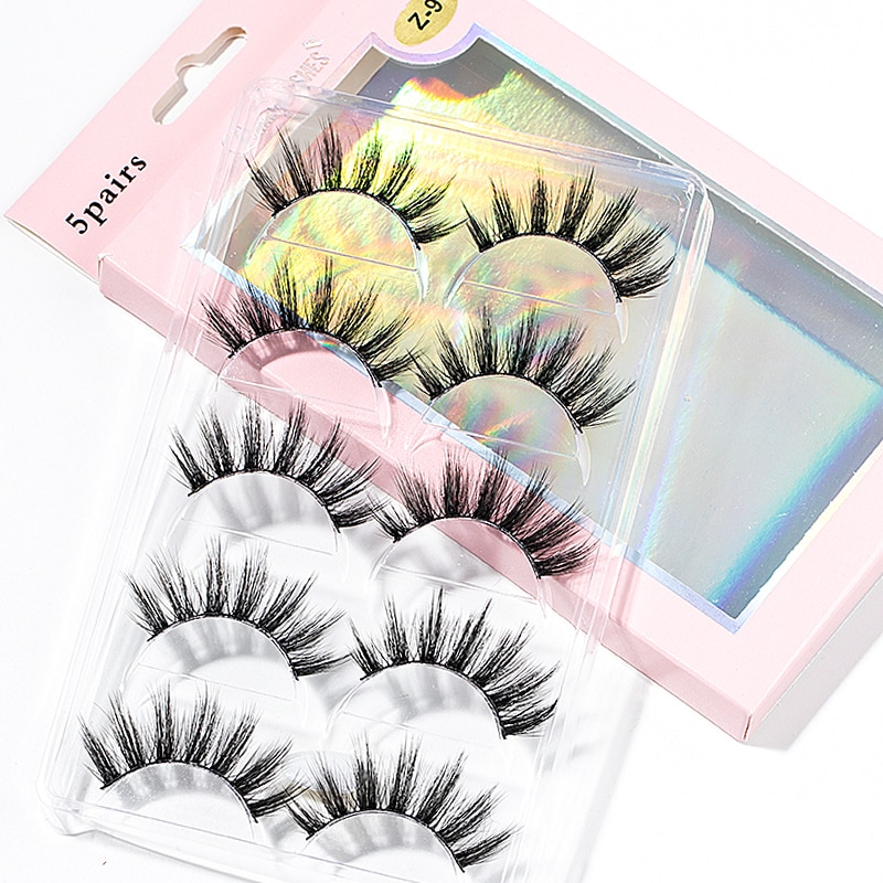 15-25 mm 3D Cross Eyelashes 5 Pairs Set