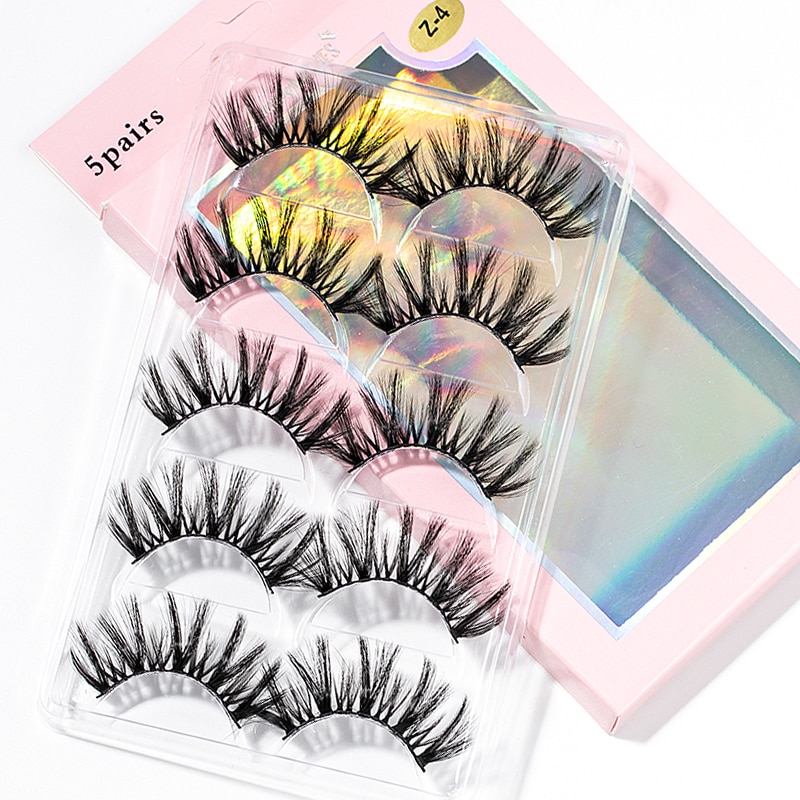 15-25 mm 3D Cross Eyelashes 5 Pairs Set