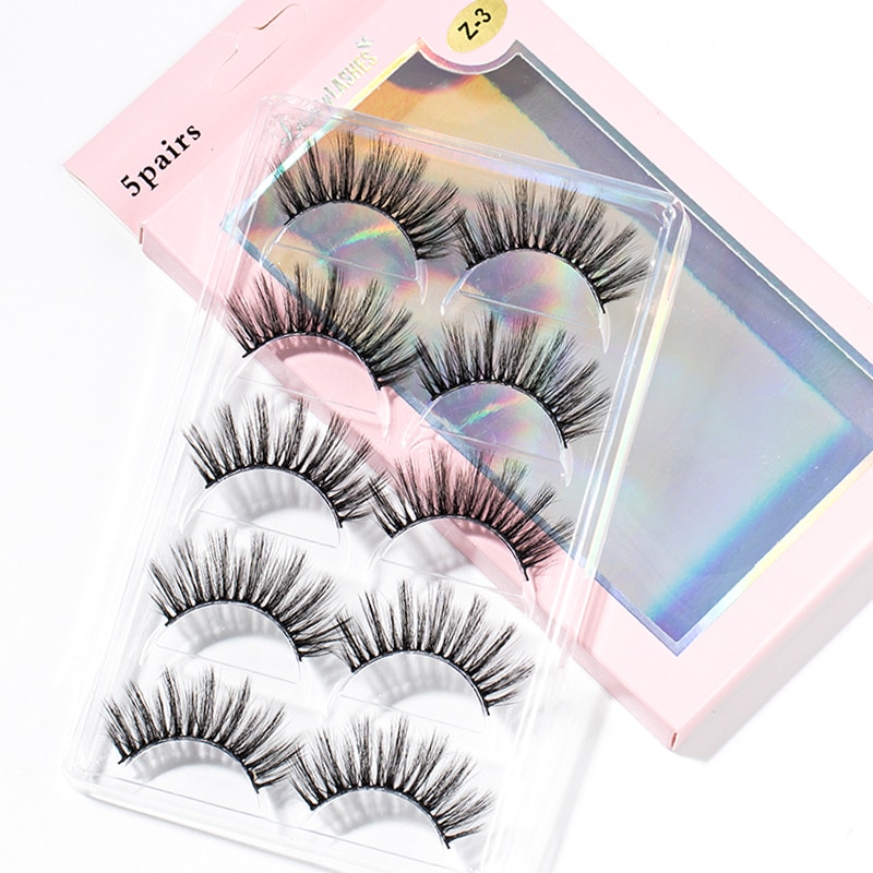 15-25 mm 3D Cross Eyelashes 5 Pairs Set