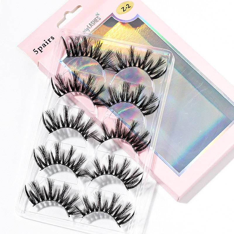 15-25 mm 3D Cross Eyelashes 5 Pairs Set