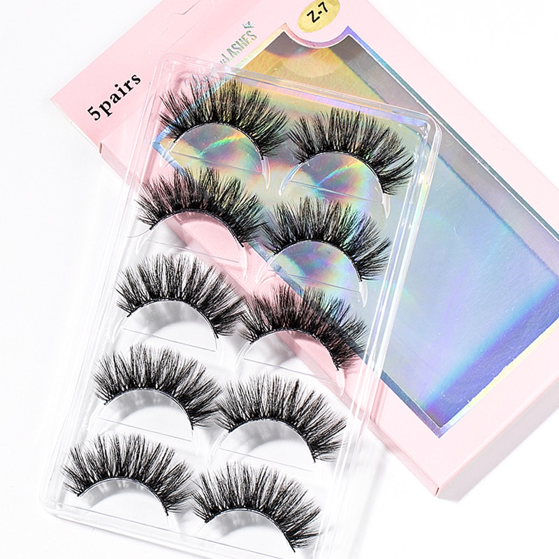 15-25 mm 3D Cross Eyelashes 5 Pairs Set