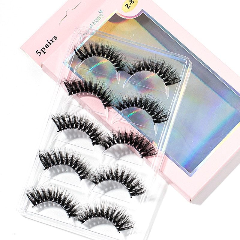 15-25 mm 3D Cross Eyelashes 5 Pairs Set