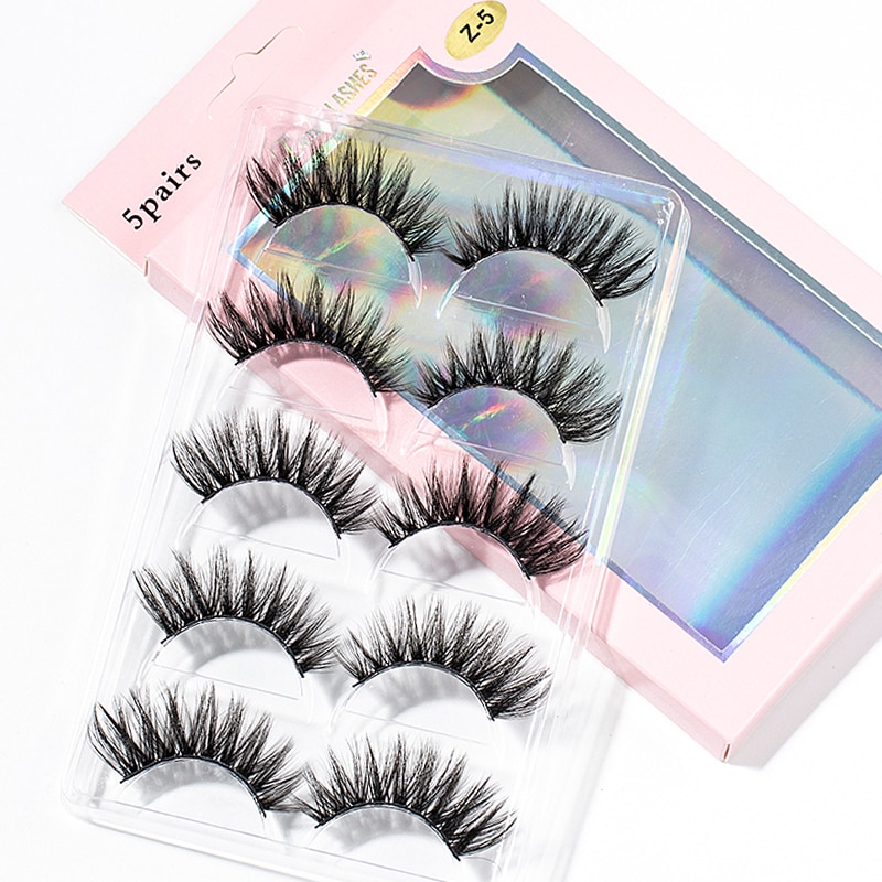 15-25 mm 3D Cross Eyelashes 5 Pairs Set