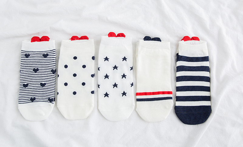 Women's Patterned Cotton Socks 5 Pairs Set