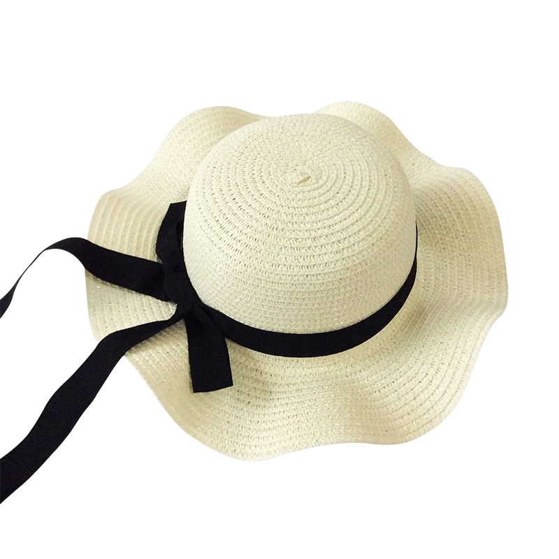 Ribbon Wavy Straw Hat for Kids