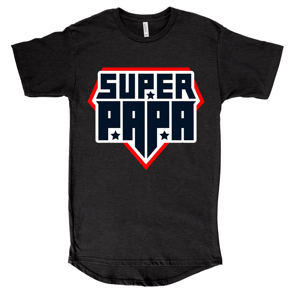Men’s Long Body Super Papa T-Shirt – Papa T-Shirts for Father’s Day ...