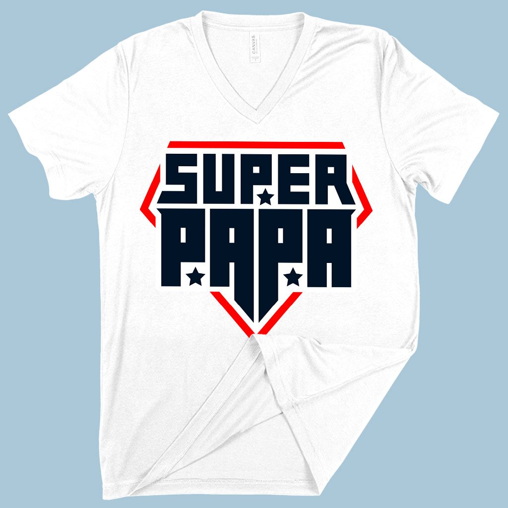 V-Neck Super Papa T-Shirt – Papa T-Shirts for Father’s Day - Aalamey