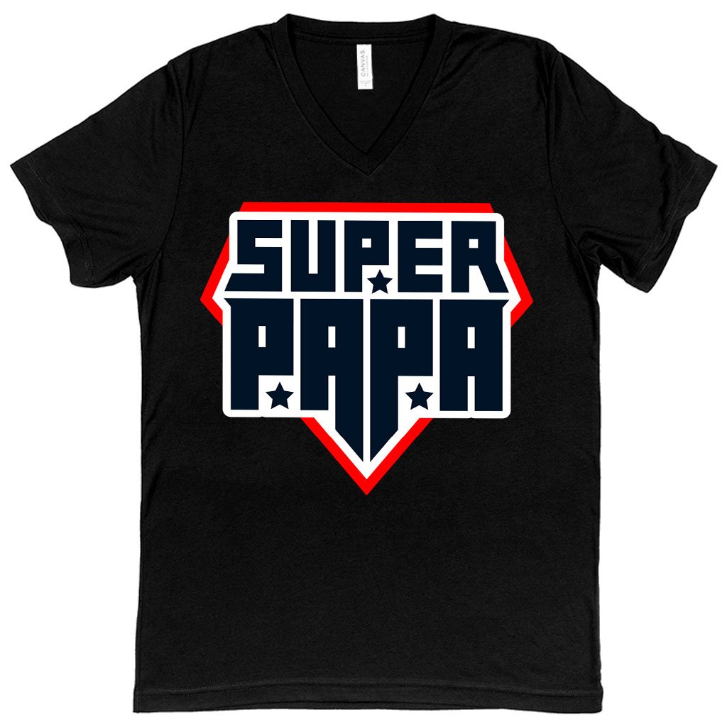 V Neck Super Papa T Shirt Papa T Shirts For Fathers Day Aalamey