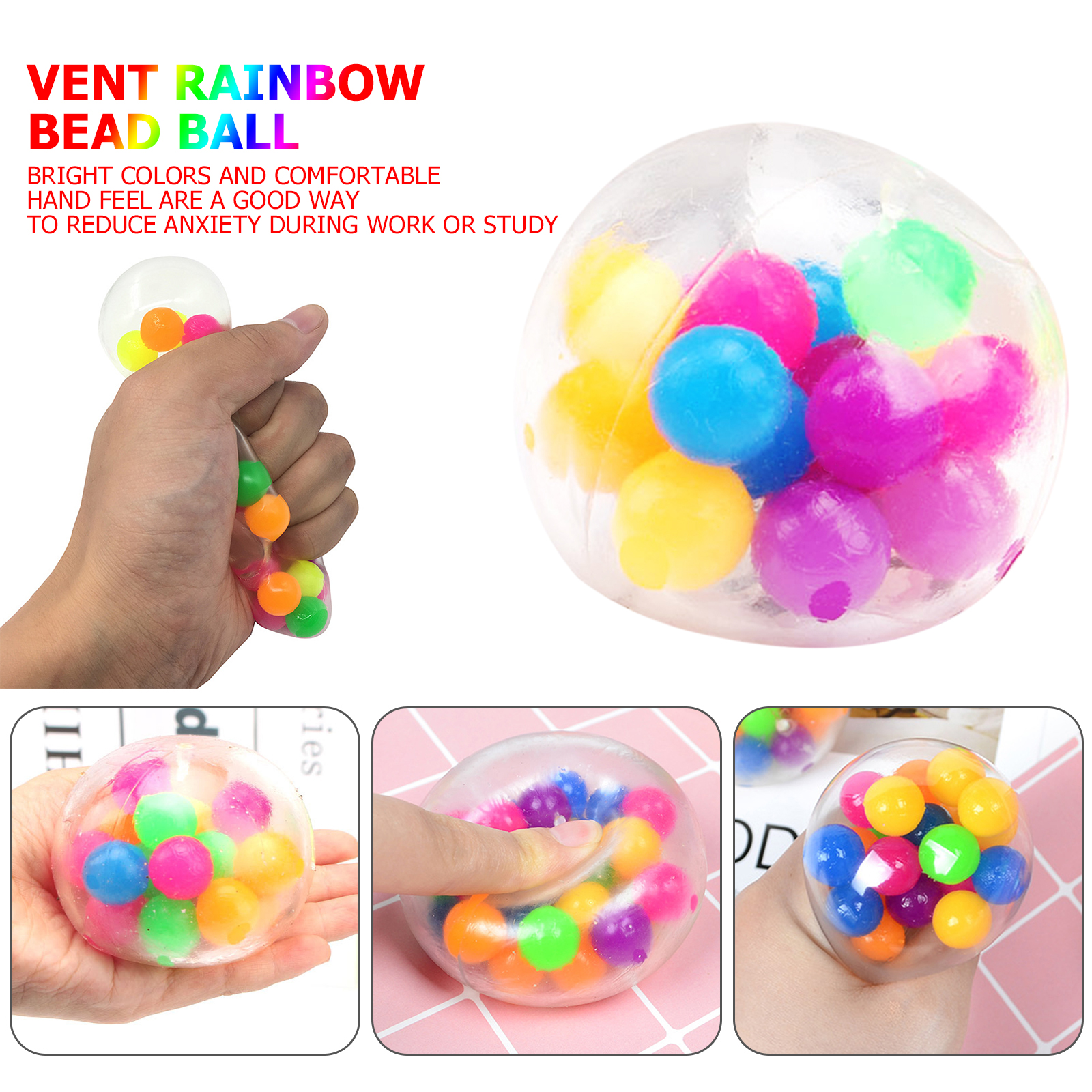 Rainbow Beaded Stress Ball