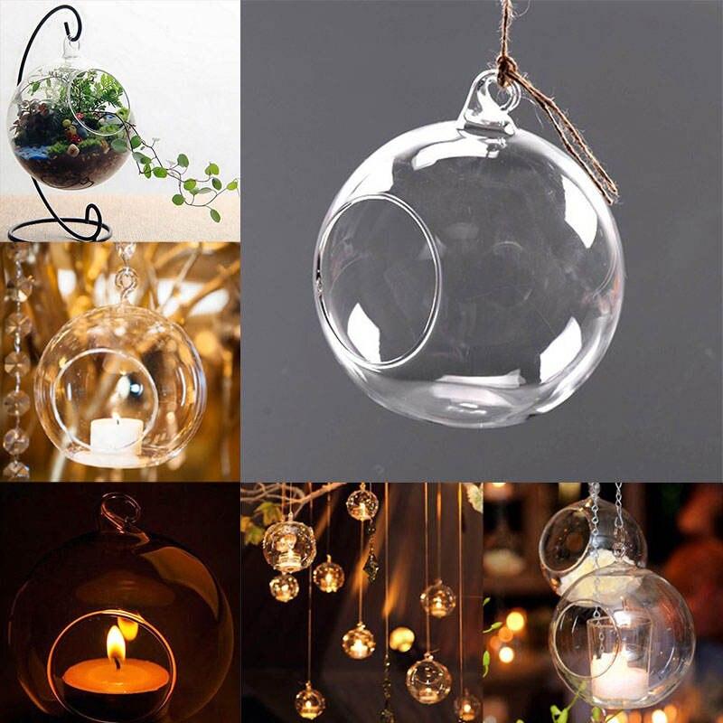 Spherical Glass Hanging Candle Holders Set