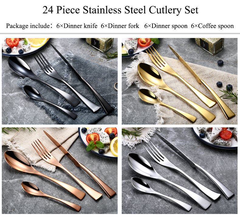 Stainless Steel Cutlery Set, 24 Pcs