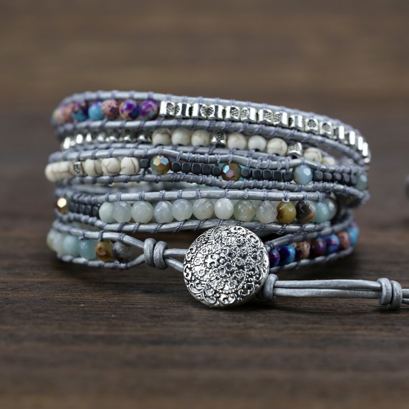 Natural Stones Decorated Wrap Bracelet