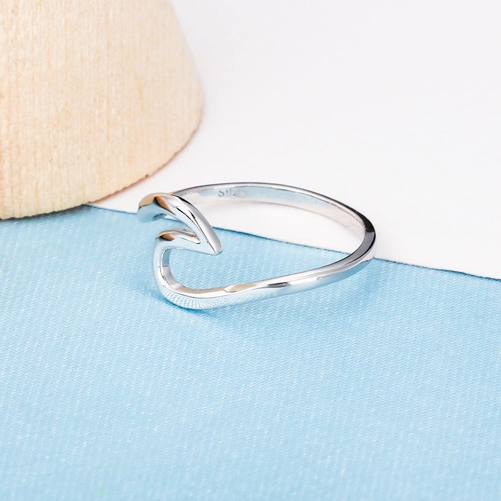 Women's 925 Sterling Silver Wave Shaped Ring