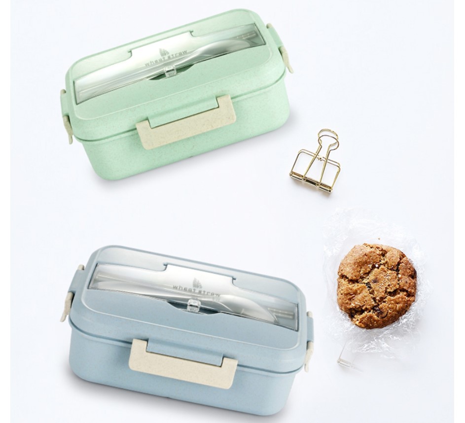 Wheat Straw Lunch Box with Cutlery Set