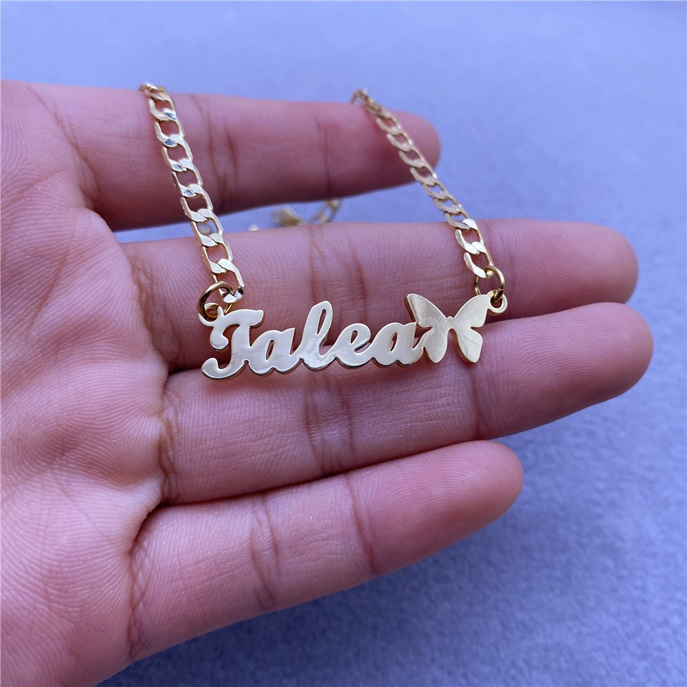 Custom Name Anklet with Butterfly