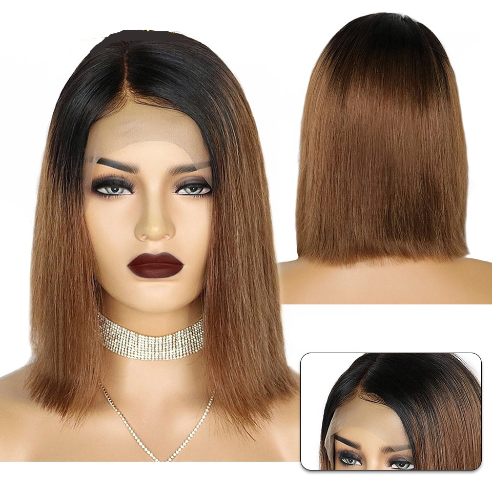 Straight Brown Ombre Bob Wig