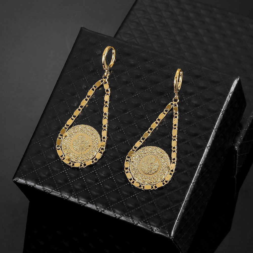 Women's Golden Coin Muslim Earrings